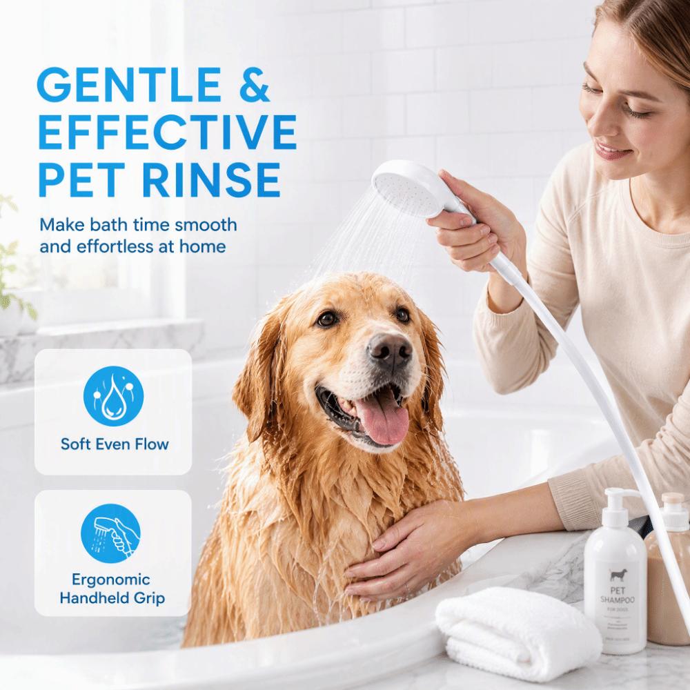 Push-On Design Pet Shower Spray PVC Hose Faucet Attachment Convenient Pet Shower Head Bath Tub Use