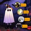 Halloween Hanging Ghosts with Witch Hat Glowing Ghost Witch Hat Lights Creepy Garden Yard Party Decorations