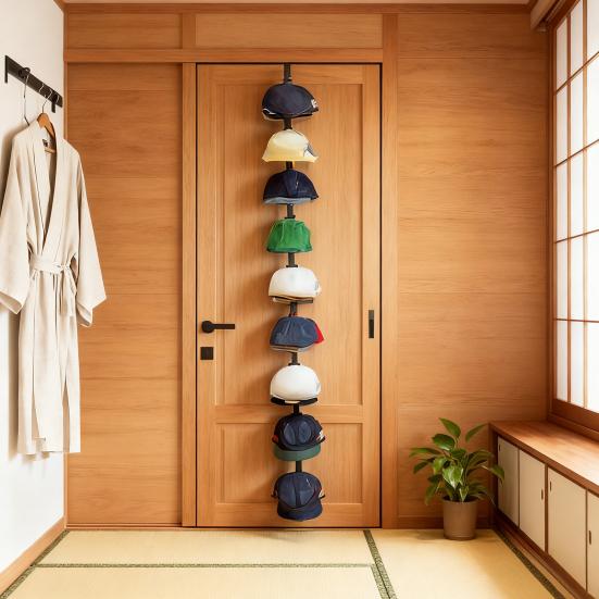 Over-the-Door Hat Hanger Adjustable Baseball Cap Organizer Two-Way Hanging Hat Holder for Entrance Bedroom