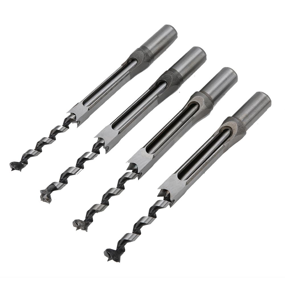 4pcs  Set 12.7?16mm Woodworking Square Hole Drill Bits Bearing Steel Square Hole Drill Bits