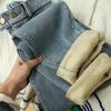 Women's Casual Fashion High Waist Straight Floor-length Jeans