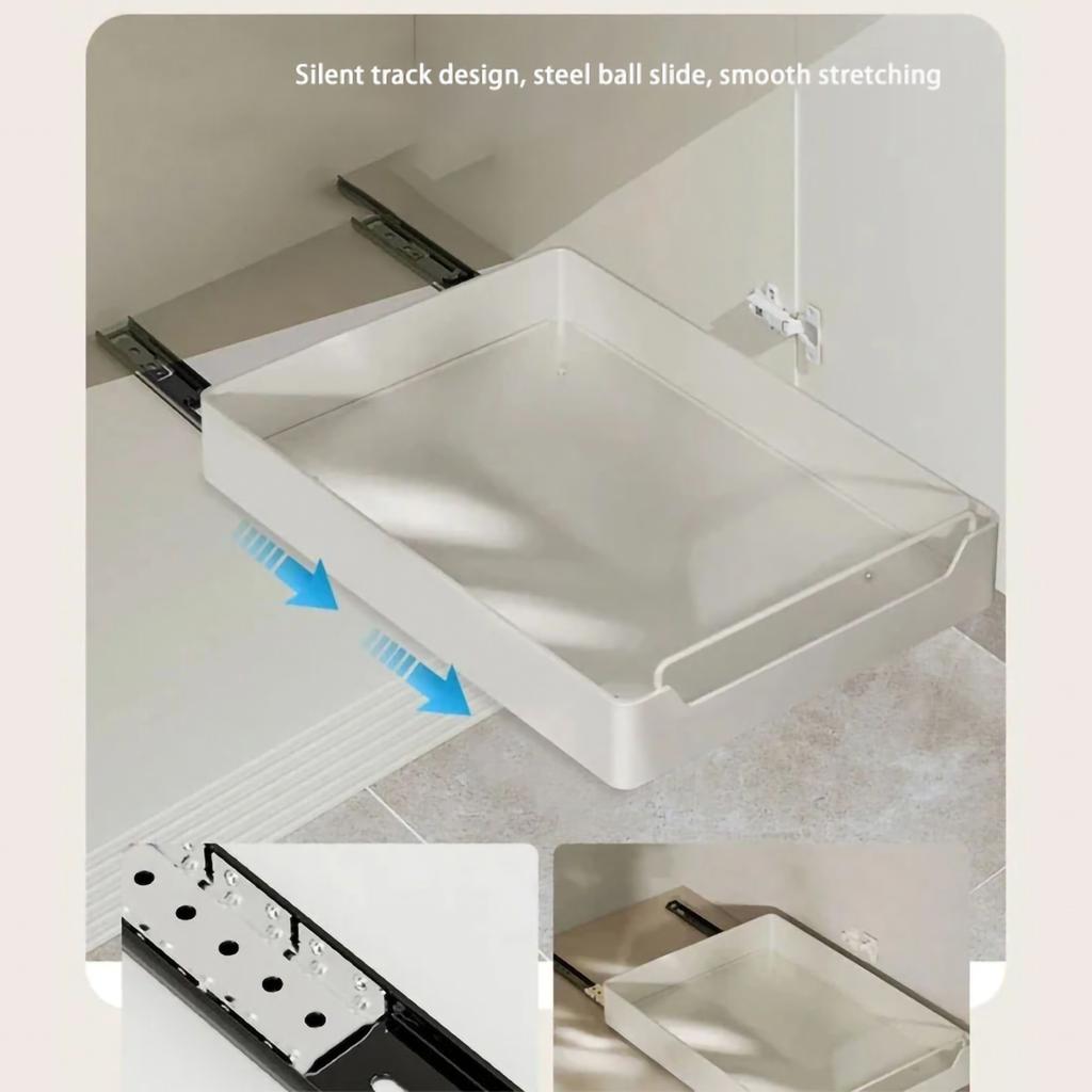 Portable Kitchen Storage Box with Sliding Rail Pull-Out Cabinet Storage Rack Spice Pantry Shelves Drawer Kitchen Organizer Shelf