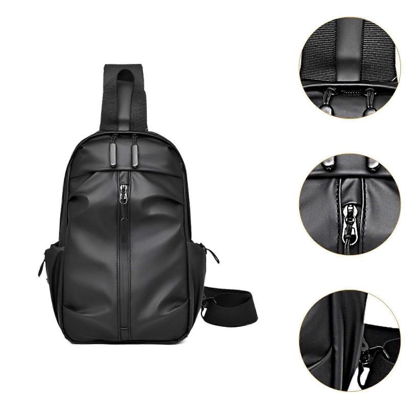 Men's Chest Bag Multifunctional Fashion Waterproof Travel Bag Hiking Daypack Black