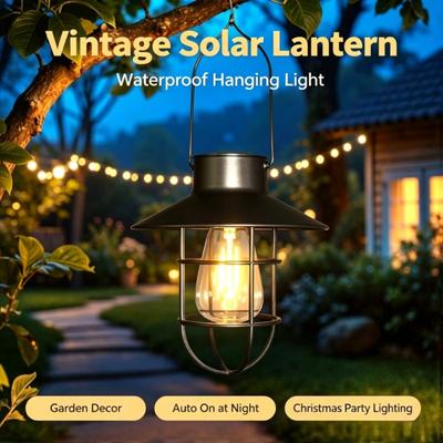 Solcellelykt Utendørs Vanntett Hengende Lampe Bærbar Vintage Solcellelys For Hage Gårdstomt Veranda Julefest Dekorasjon Belysning
