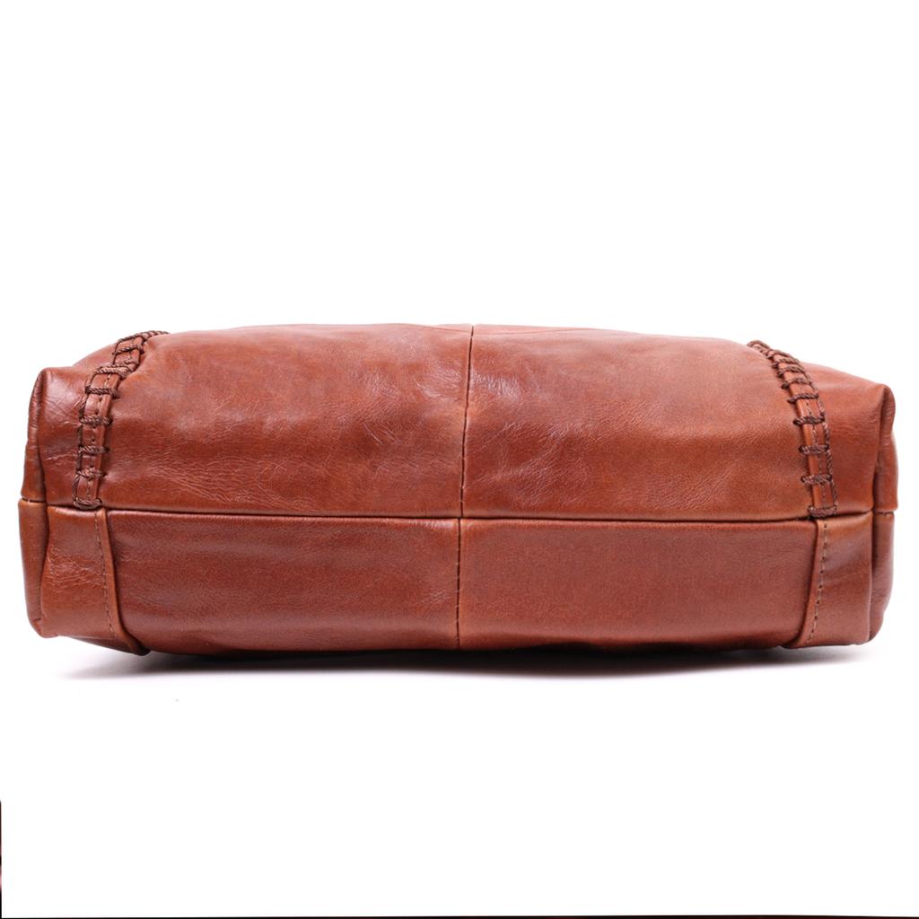 Damen Lederhandtasche mittlerer Größe mit einem Fach Vintage Bag 22566 Hellbraun