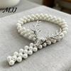 Curtain Tiebacks for Gauze Curtains Deer Head Tieback, Faux Pearl Beaded Stretch Holder, Rental Friendly Holders Adjustable Holdback Bedroom