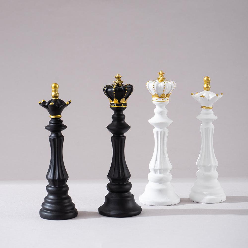 2026 Trending Chess Decor Set,King Queen Knight Chess Piece Decor Sculpture Ornament Collectible Figurine for Home House Office