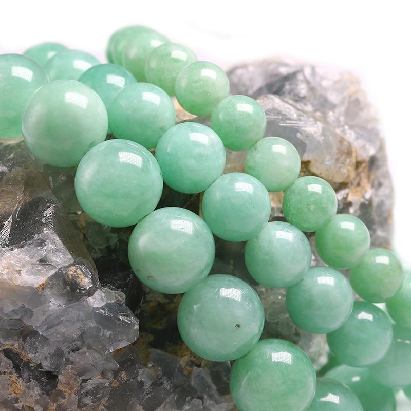 Fine Aaa Natural Burmese Green Jade Round Beads Bracelets Women Stone Jewelry Gemstone Souvenir Gift Idea Handmade Strand BraceletsFashion Wrist