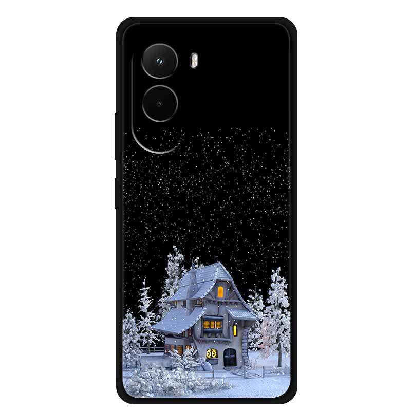 Christmas Phone Case For Poco M7 4G Case Christmas Tree Black Silicone Bumper For Xiaomi Poco M7 4G Cover PocoM7 Cartoon Coque