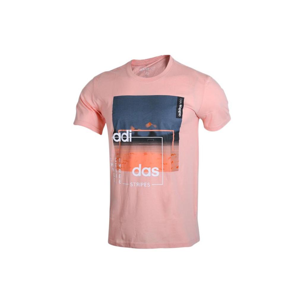 Adidas Letter Logo Printed Round Neck Pullover Short Sleeve T-Shirt Men T-Shirts Pink DU2368