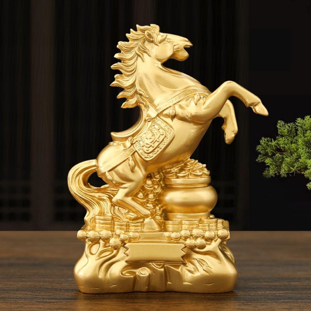 Lucky Charm Zodiac Animal Horse Sculpture Feng Shui Design Cute PVC Statue Creative Fortune Wealth Desktop Ornament
