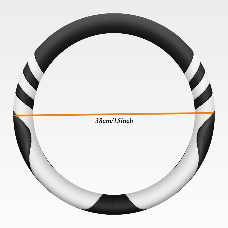 Car Steering Wheel Cover Universal  Durable Leather Cover with Anti-Slip Lining, for Steering Wheel with a Diameter of 14.5"-15"