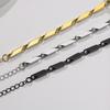 Bar Link Baht Link Chain Bracelet ,Stainless Steel Gold Plated Bamboo Bracelets,Men's Jewelry, Guy Gift