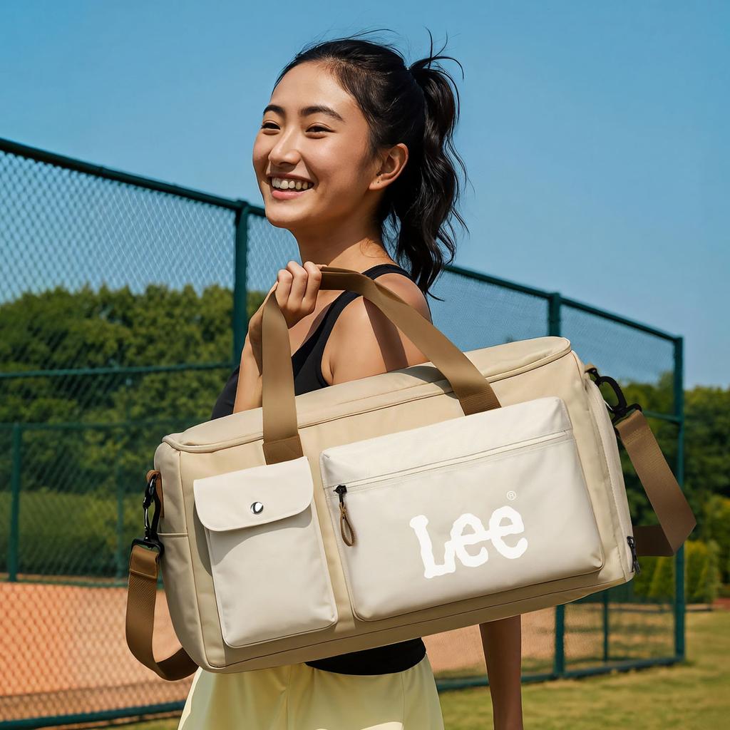 New Lee Fabric Multifunction Shoulder Bag, Crossbody Bag, Gym Bag Unisex Khaki LE240153M