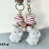Cute Sweet Mushroom Flocked Bunny Rabbit Phone Chain Lanyard Ccd Camera Charm Accessory Girl Keychain Pendant Bag Ornaments Gift