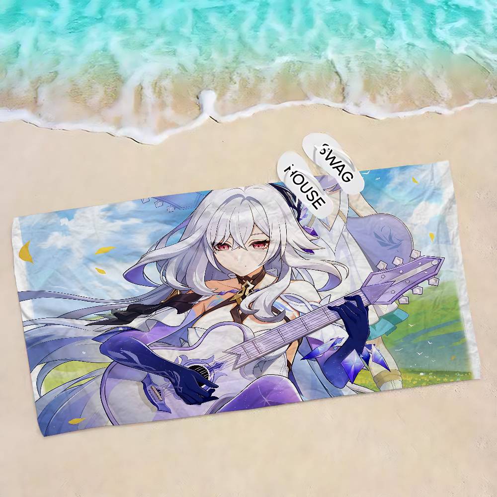 Genshin Impact Skirk Bath Towel Microfiber Soft Water Absorbing Breathable For Girl Kids Decorative Cartoon Beach Towel