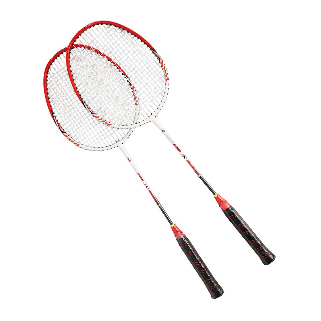 2 STÜCKE Professioneller Badmintonschläger mit Komfortgriff Übungs-Badmintonschläger für Kinder Erwachsene Rot