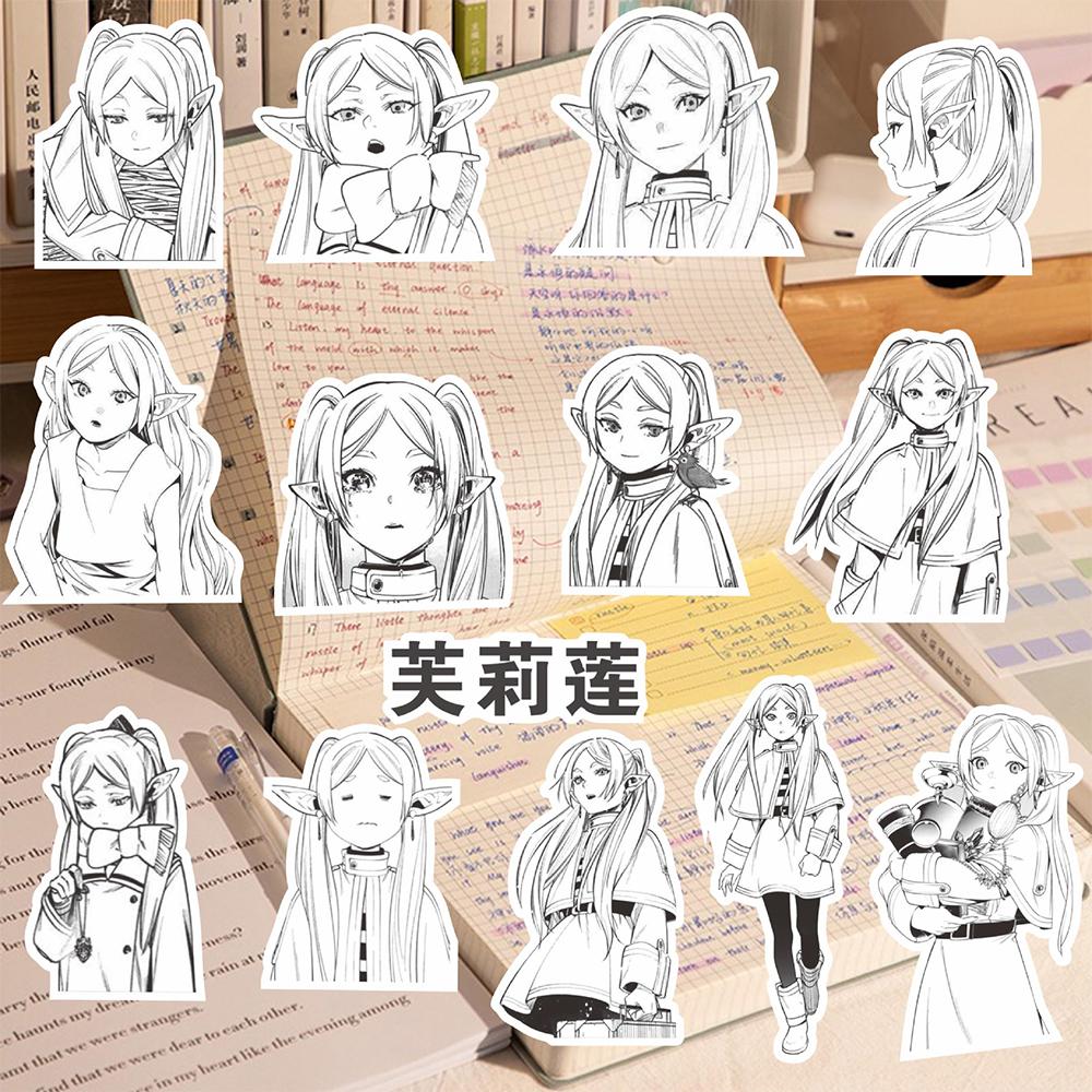 10/30/70pcs Anime Frieren: Beyond Journey's End Stickers Black White Cartoon Decal DIY Guitar Fridge Luggage Fern Himmel Sticker