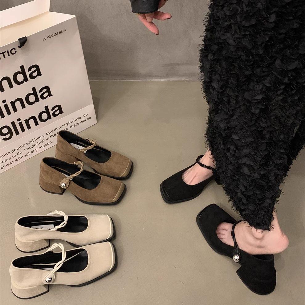 

French Xiaoxiangfeng high-heeled Mary Jane shoes girl 2025 spring new high-end fairy temperament single shoes small leather shoes 39