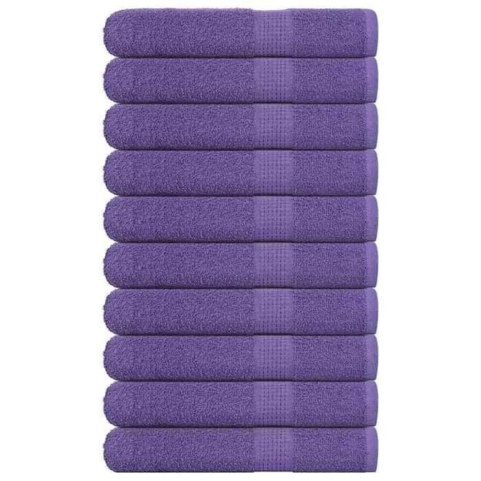 VidaXL Serviettes de sauna 10 pcs violet 80x200 cm 360 g/m² 100% coton, serviette, serviette de bain, serviette en coton 136889
