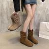 Chic Retro Women's Suede Slouch Boots: 2025 Autumn/Winter Collection – European & American Style Short Martin Boots