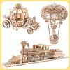 3D Wooden Steam Locomotive Puzzle Toy - DIY Handmade Model for Children