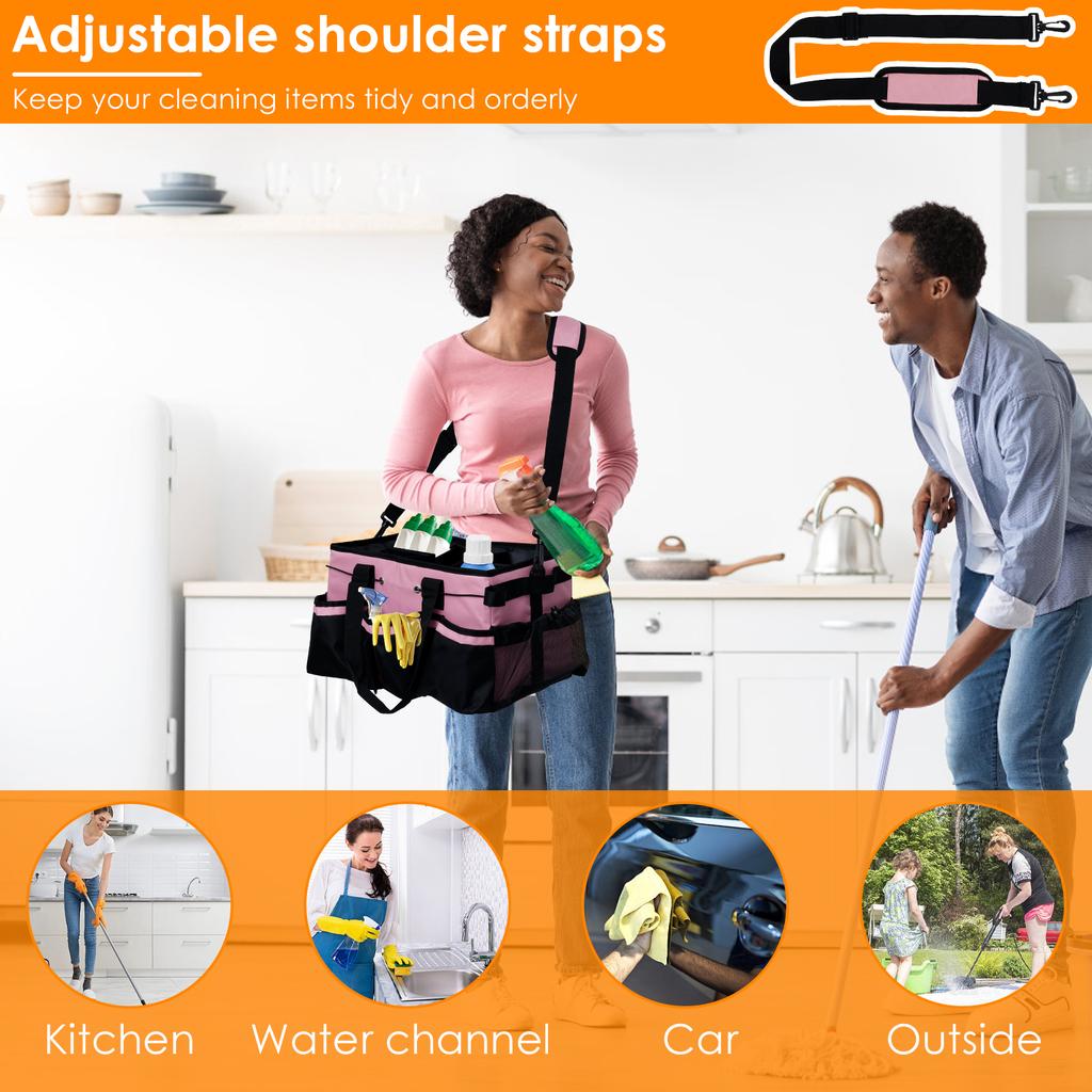 Cleaning Caddy Bag with Handle and Multiple Pockets Cleaning Tool Organizer Bag Large Capacity Supplies Organizer for for Car