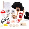 Children's Detective Role-play Toy Set - Family Game Wooden Flashlight Camera Detective Hat Compass