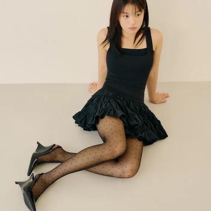 Loose-fitting See-through Polka Dot Stockings