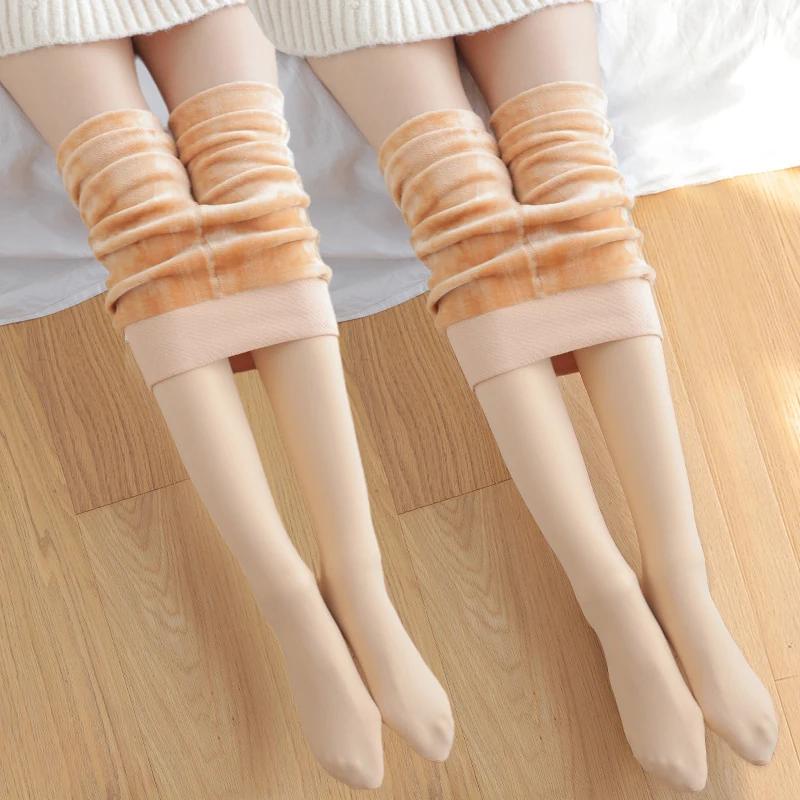 1/2Pcs Women Thermal Stockings Winter Warm Elastic Slim Fleece Tights Pantyhose Thicken Plush High Waist Leggings Stocking Pants