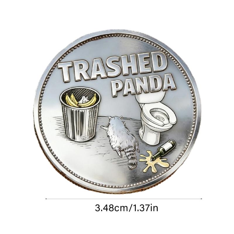 Alloy Trashed Panda Incident Challenge Coin Hilarious Challenge Funny Raccoons Drinking Emboosed Coin For Collection Gift