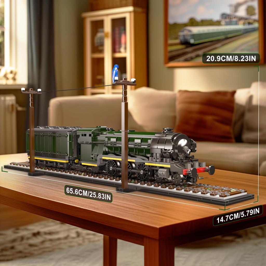 Mould King 12044 Classic Steam Locomotive Model Blocks, 1766 Pieces, Static Display Model Train, Building Toy for Teens & Adults, Perfect for