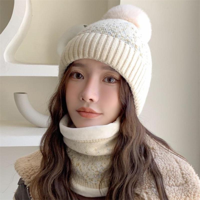 Hat female autumn and winter trendy all-ride cycling cold-proof wool hat winter electric vehicle warm windproof knitted hat