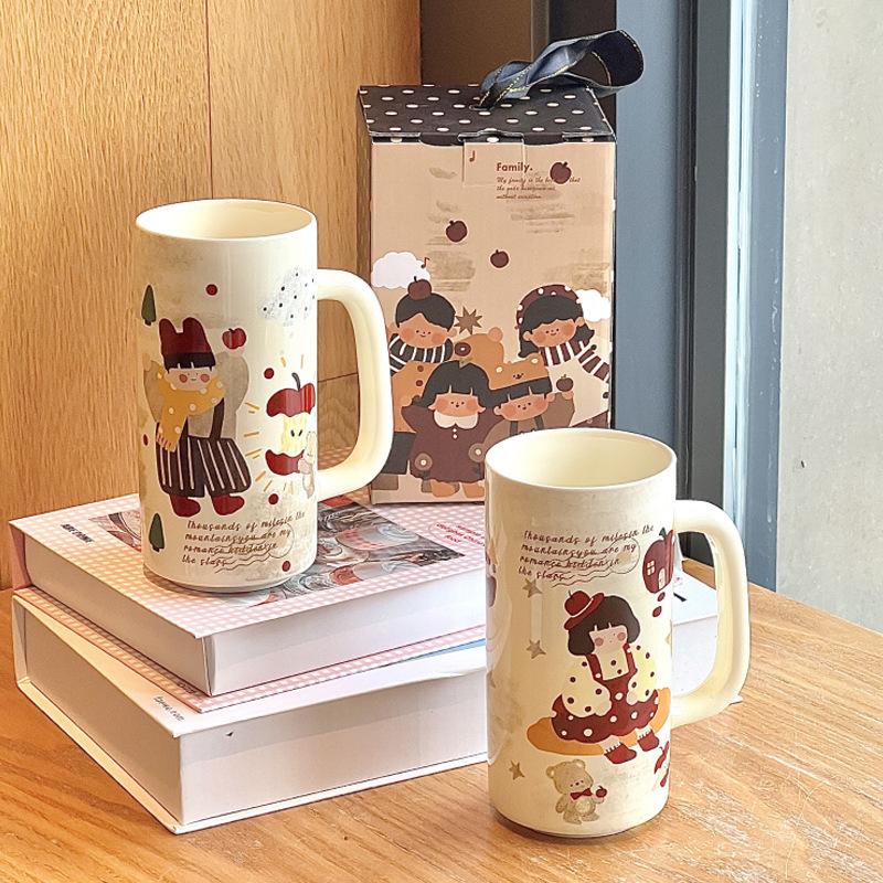 Moment parent-enfant Tasse à boire en céramique Tasse pour couple Mug pour enfant Tasse à café pour le bureau Tasse à lait Cadeau d'anniversaire