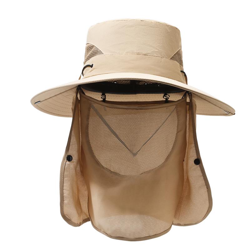 Youth Omni Directional Brim Face Shield Neck Protection Sun Hat Big Brim UV Proof Outdoor Fishing Mountaineering Cap