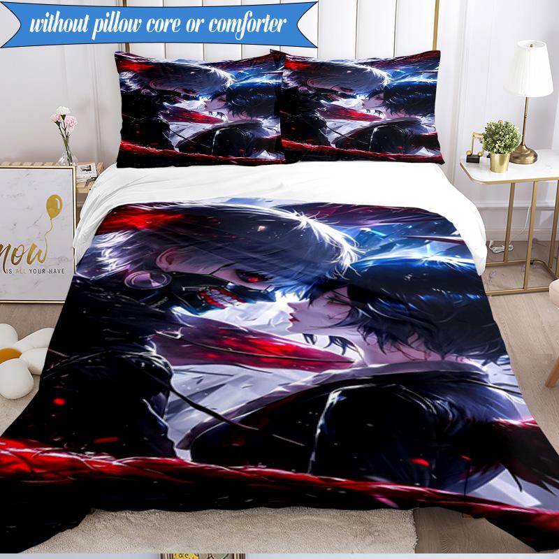 Tokyo anime Artwork 3pcs K-pop music group Bedding set,Ideal for Bedroom, Dormitory,Including Duvet Cover And 2pcs Pillowcases,Fan gifts