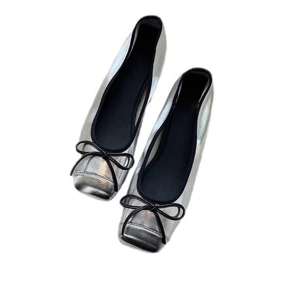 Grape Mother Huizhou Women's Shoes Summer Women's 2025 French Style Not Tired Feet Single Shoes Thick Sole Inner Height Increase Square Head Flat Sho