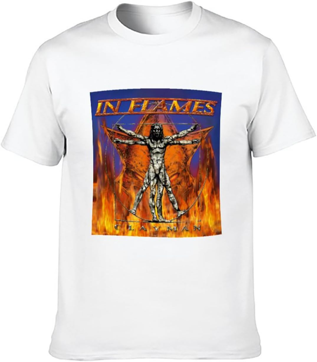 Men s Casual Shirt in Flames Clayman Pure Cotton is More Hygroscopic White M белый