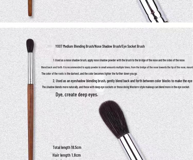Tapered Wool Animal Hair Makeup Brush for Eyeshadow, Blending, Concealer, and Lip & Brow Application.