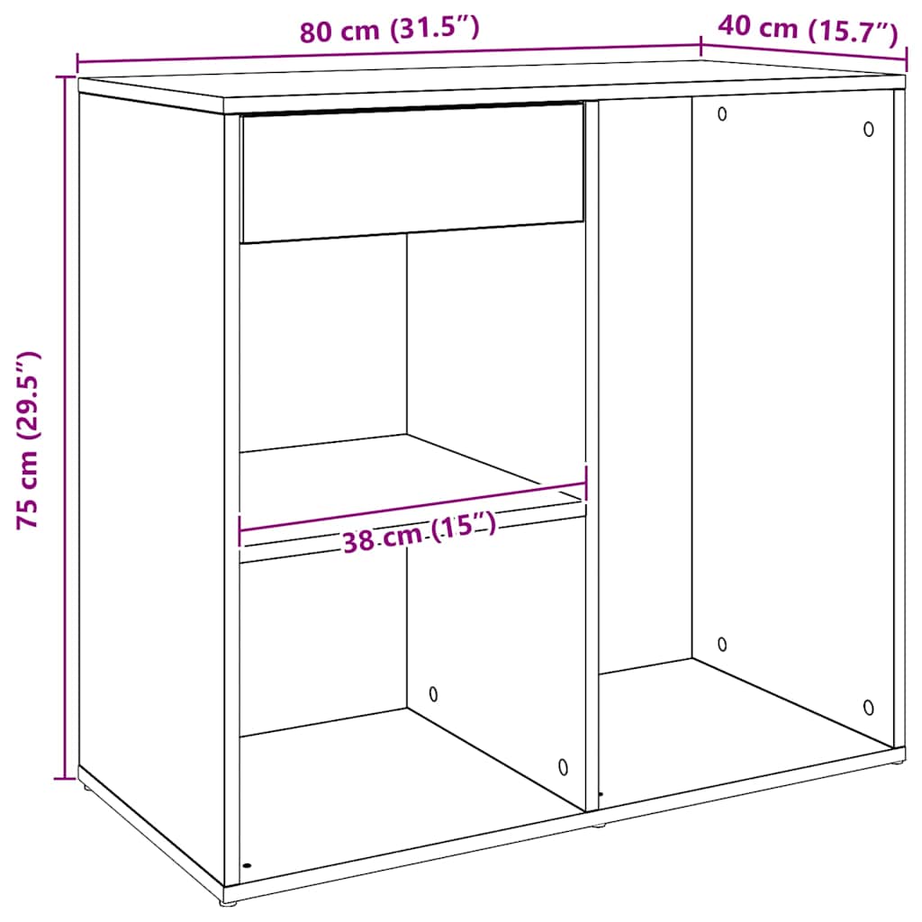 Cosmetic Cabinet Artisan Oak Finish 80 X 40 X 75 Cm Particleboard