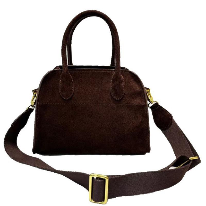 New Retro Suede Matte Cowhide Tote Bag Single Shoulder Fashionable Versatile Commuter Large Capacity Leather Tote Bag