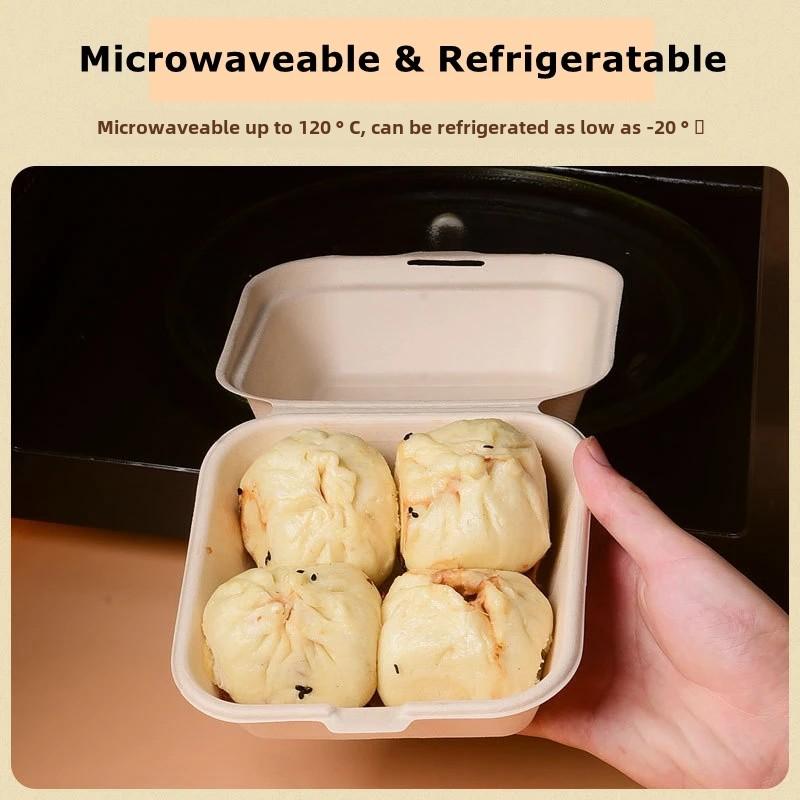 50PCS/LOT Degradable Food Box Hamburg Box Sugarcane Pulp Material Environmental Protection Disposable Food Case  Wholesale