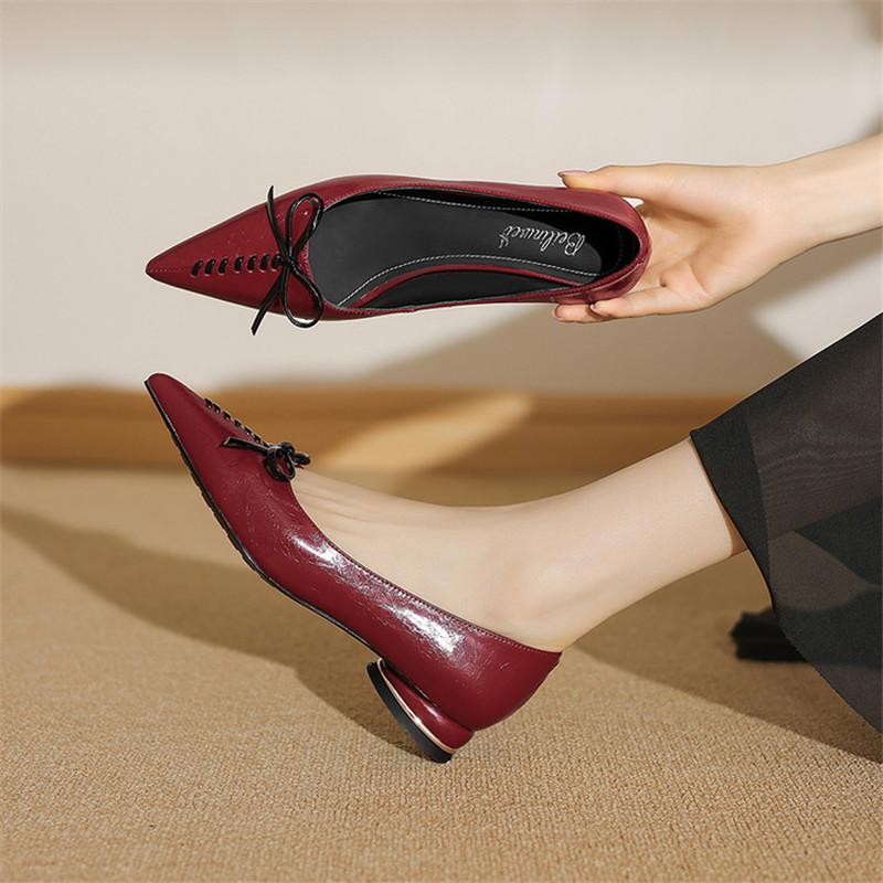 Fashion New Spring/summer Genuine Leather Women Shoes Pointed Toe Shoes for Women Fashion Mixed Color Loafers Shoes Low Heel Women Pumps