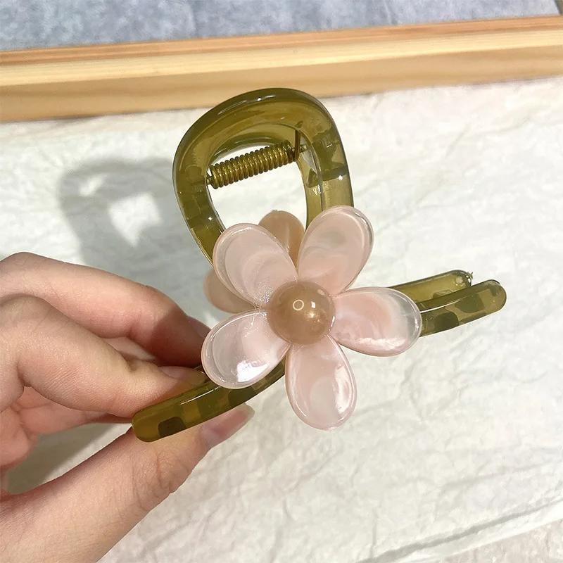 

Новые градиентные заколки-крабы для волос с цветами, милые заколки-зажимы для девочек, изысканная элегантность, заколки-крабы для женщин, аксессуары для волос