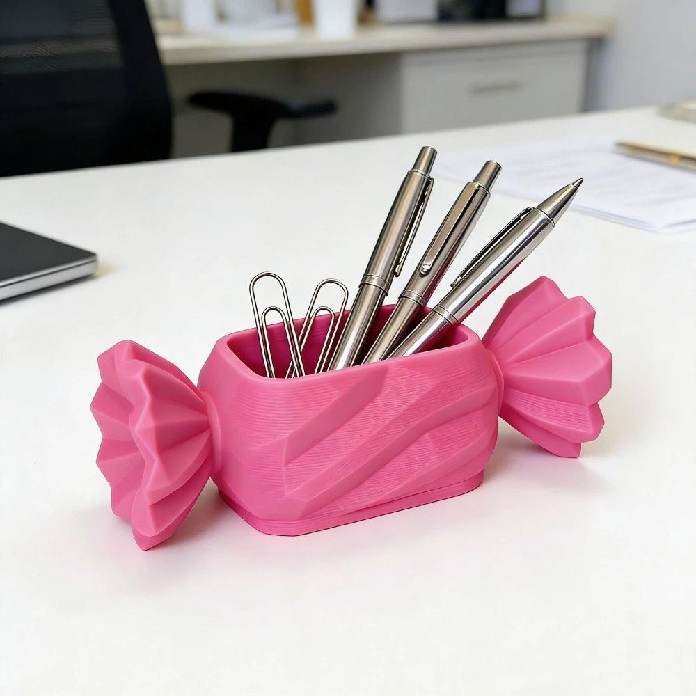 Boîte de rangement forme bonbon imprimée 3D couleur unie Porte-bijoux multifonction créatif Décoration sucrée Organiseur de bureau Bureau