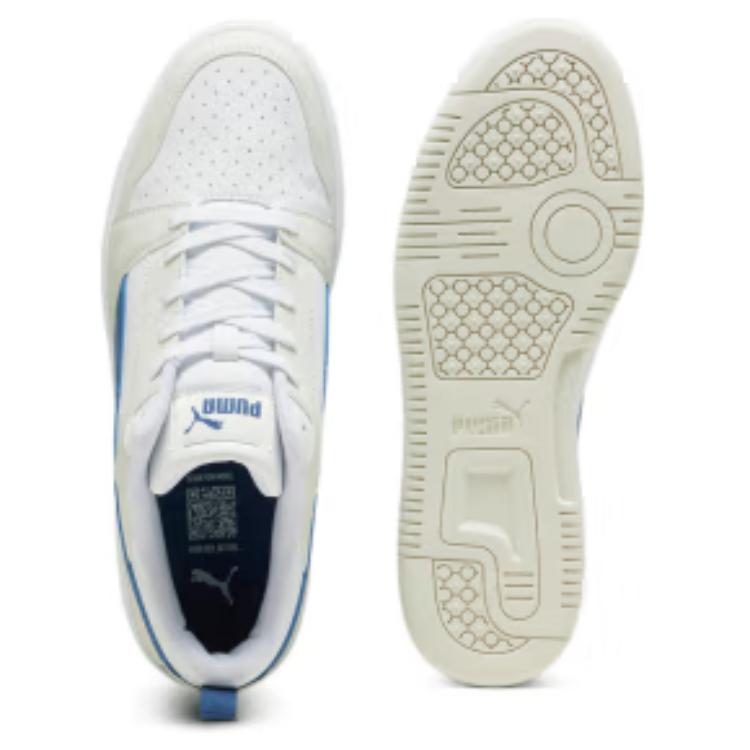 New PUMA Rebound V6 Anti Slip Wear Resistant Low Top Skateboard Shoes Unisex Beige White Blue 392328-32