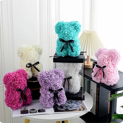 Valentines Day Gift 25cm Artificial Rose Bear With Box For Girl Friend Women Mother's Day Gift Brithday Present Wedding Party