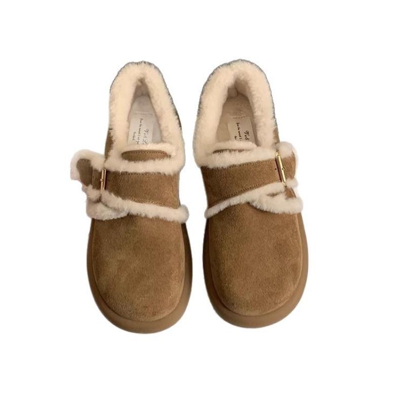 Winter velvet women's new one-pedal warm bread cotton shoes warm fluffy snow boots