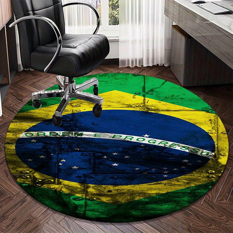 1PC round rug Brazil Artwork Printed Round Area Rug ,Rug For Home Office, Round Chair Rug, Decorative Carpet Fan gifts Christmas gift