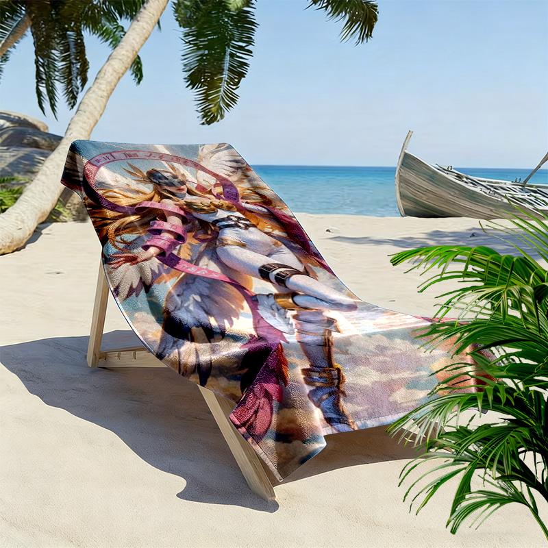 Angewomon Print Beach Towel, Large Soft Quick Dry Towel for Beach Camping Swimming